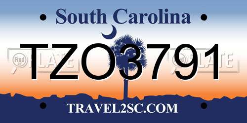TZO3791 South Carolina License Plate
