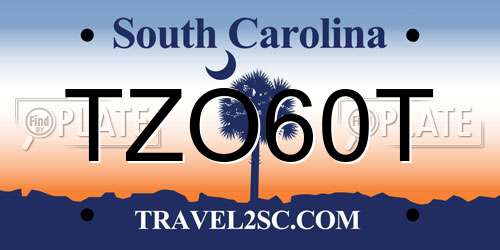 TZO60T South Carolina License Plate