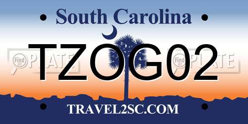 TZOG02 South Carolina License Plate