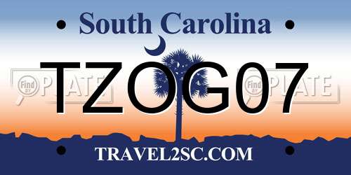 TZOG07 South Carolina License Plate