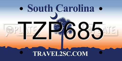 TZP685 South Carolina License Plate