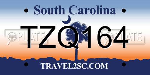 TZQ164 South Carolina License Plate