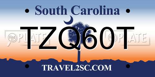 TZQ60T South Carolina License Plate