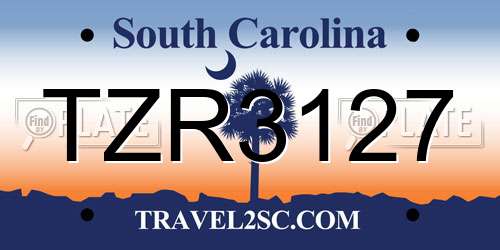 TZR3127 South Carolina License Plate