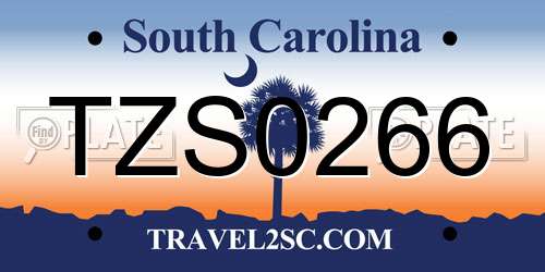TZS0266 South Carolina License Plate