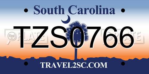 TZS0766 South Carolina License Plate