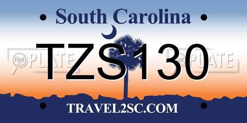TZS130 South Carolina License Plate