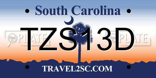 TZS13D South Carolina License Plate