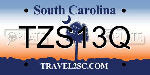 TZS13Q South Carolina License Plate