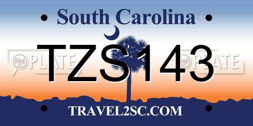 TZS143 South Carolina License Plate
