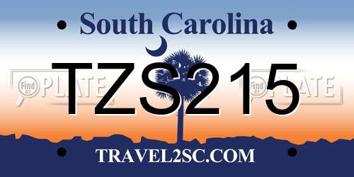 TZS215 South Carolina License Plate