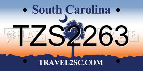 TZS2263 South Carolina License Plate