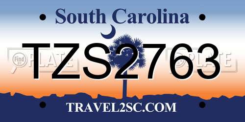 TZS2763 South Carolina License Plate