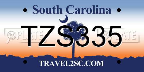 TZS335 South Carolina License Plate