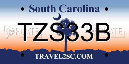 TZS33B South Carolina License Plate