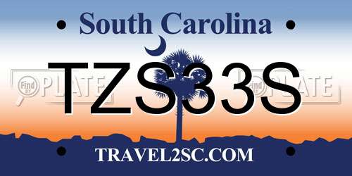TZS33S South Carolina License Plate