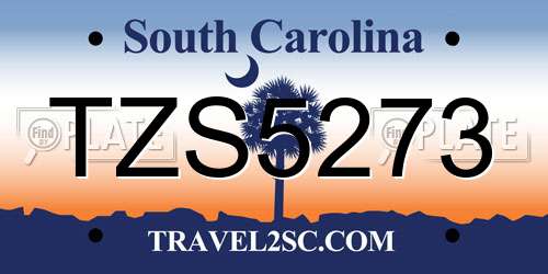 TZS5273 South Carolina License Plate