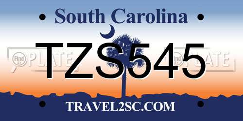 TZS545 South Carolina License Plate