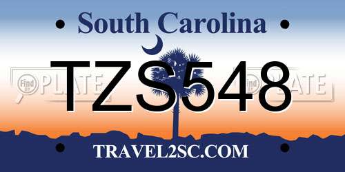 TZS548 South Carolina License Plate