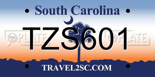 TZS601 South Carolina License Plate