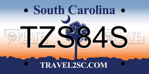 TZS84S South Carolina License Plate