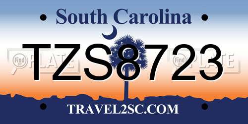 TZS8723 South Carolina License Plate