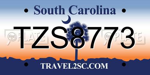 TZS8773 South Carolina License Plate
