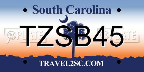 TZSB45 South Carolina License Plate