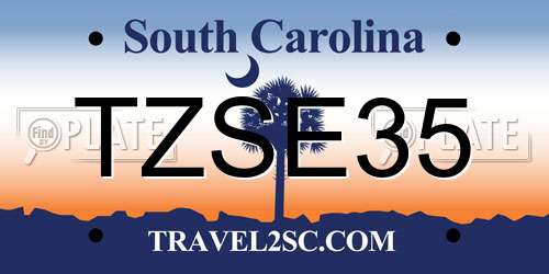 TZSE35 South Carolina License Plate