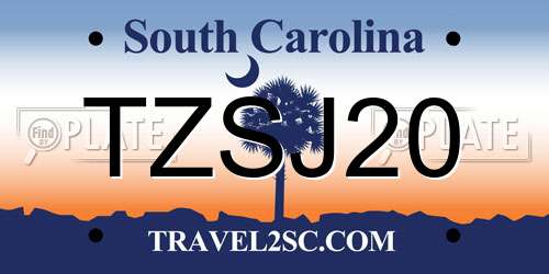 TZSJ20 South Carolina License Plate