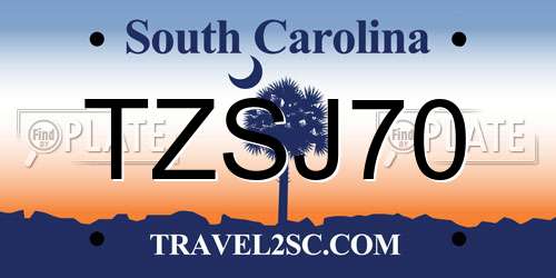 TZSJ70 South Carolina License Plate