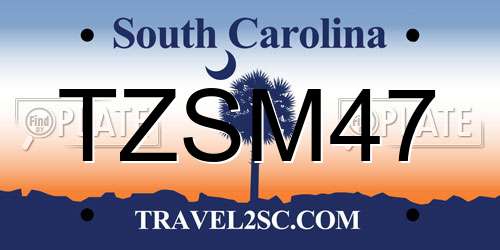 TZSM47 South Carolina License Plate