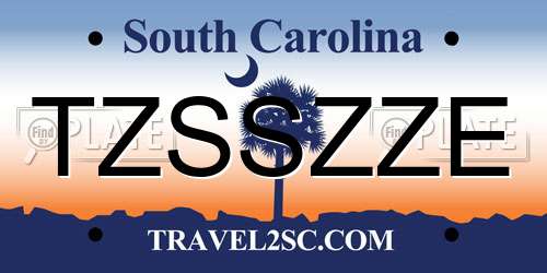 TZSSZZE South Carolina License Plate
