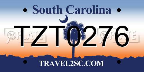 TZT0276 South Carolina License Plate