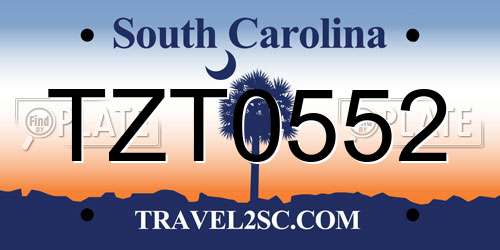 TZT0552 South Carolina License Plate
