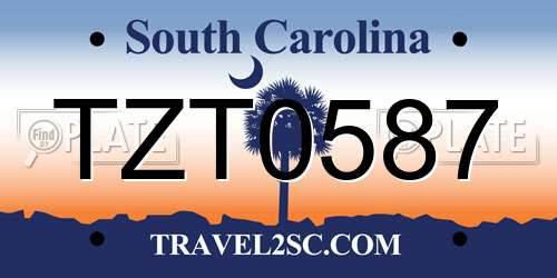 TZT0587 South Carolina License Plate