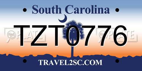 TZT0776 South Carolina License Plate