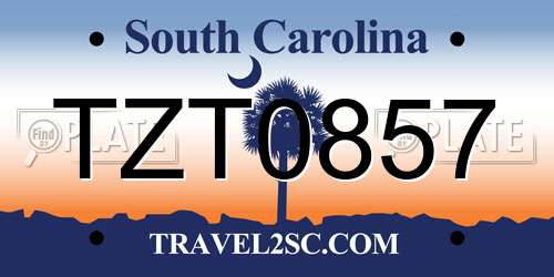 TZT0857 South Carolina License Plate