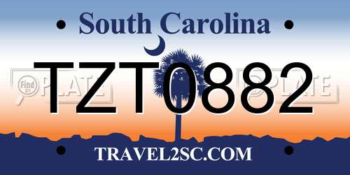 TZT0882 South Carolina License Plate