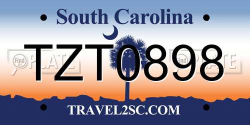 TZT0898 South Carolina License Plate