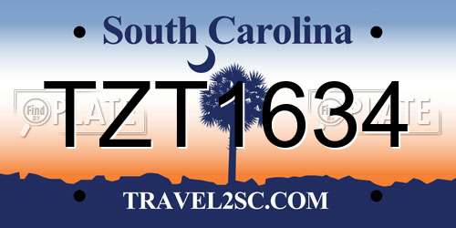 TZT1634 South Carolina License Plate