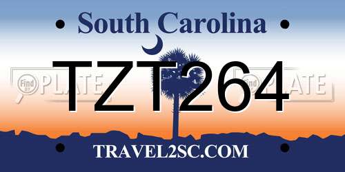 TZT264 South Carolina License Plate