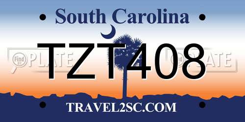 TZT408 South Carolina License Plate