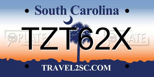 TZT62X South Carolina License Plate