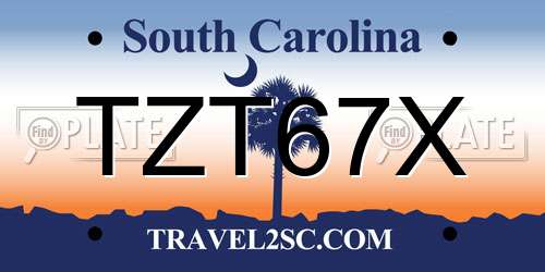 TZT67X South Carolina License Plate