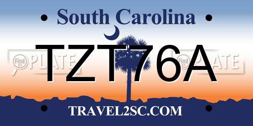 TZT76A South Carolina License Plate