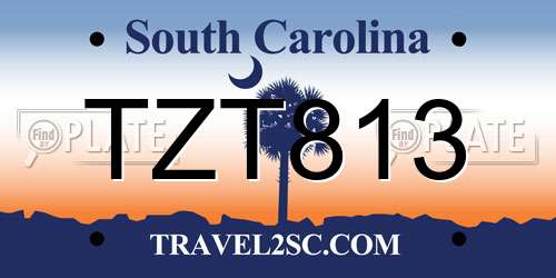 TZT813 South Carolina License Plate