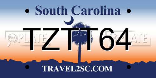 TZTT64 South Carolina License Plate
