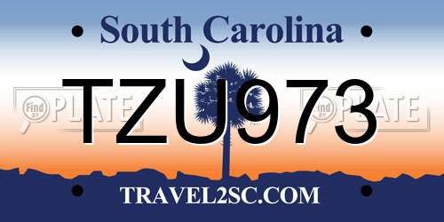 TZU973 South Carolina License Plate