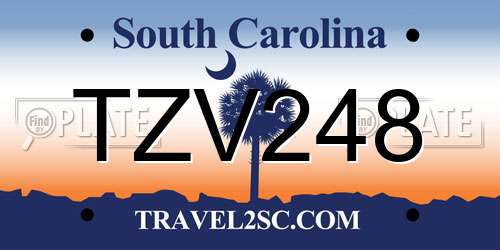 TZV248 South Carolina License Plate